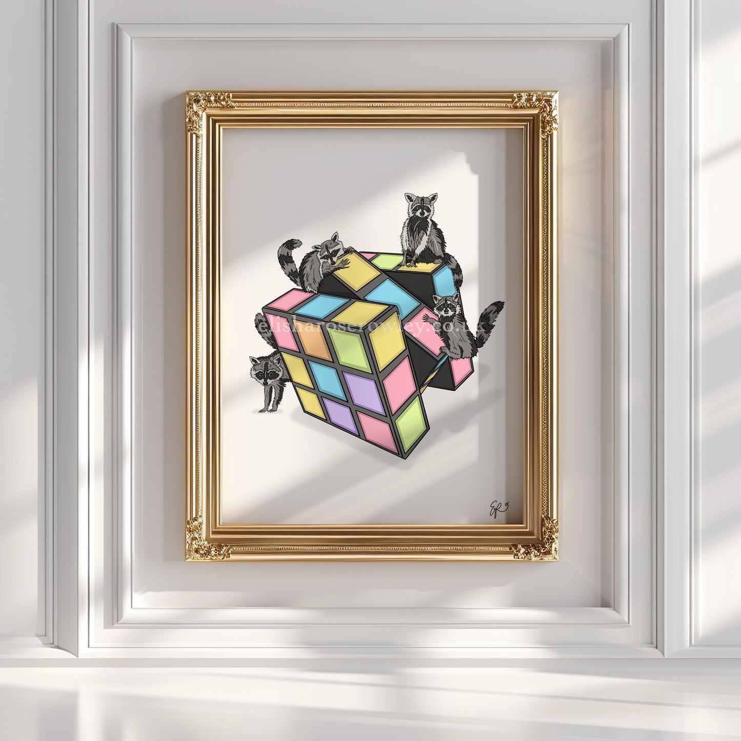 Rubiks Racoons - Hand-drawn and Illustrated Print