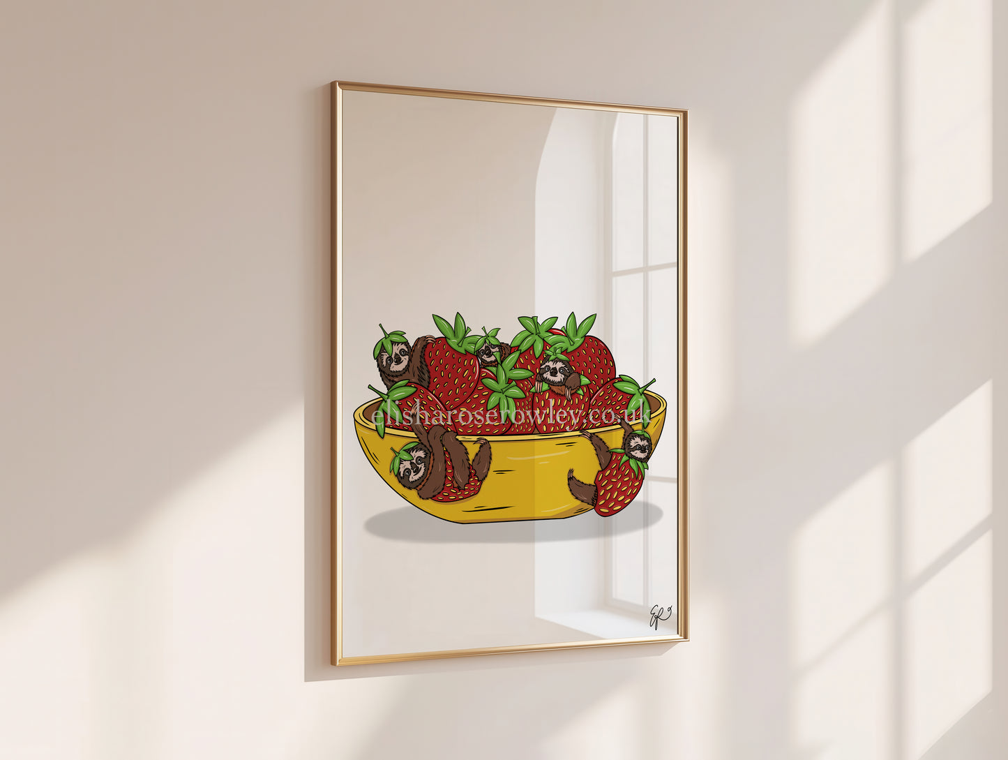Strawberry Sloths - Hand-drawn and Illustrated Art Print