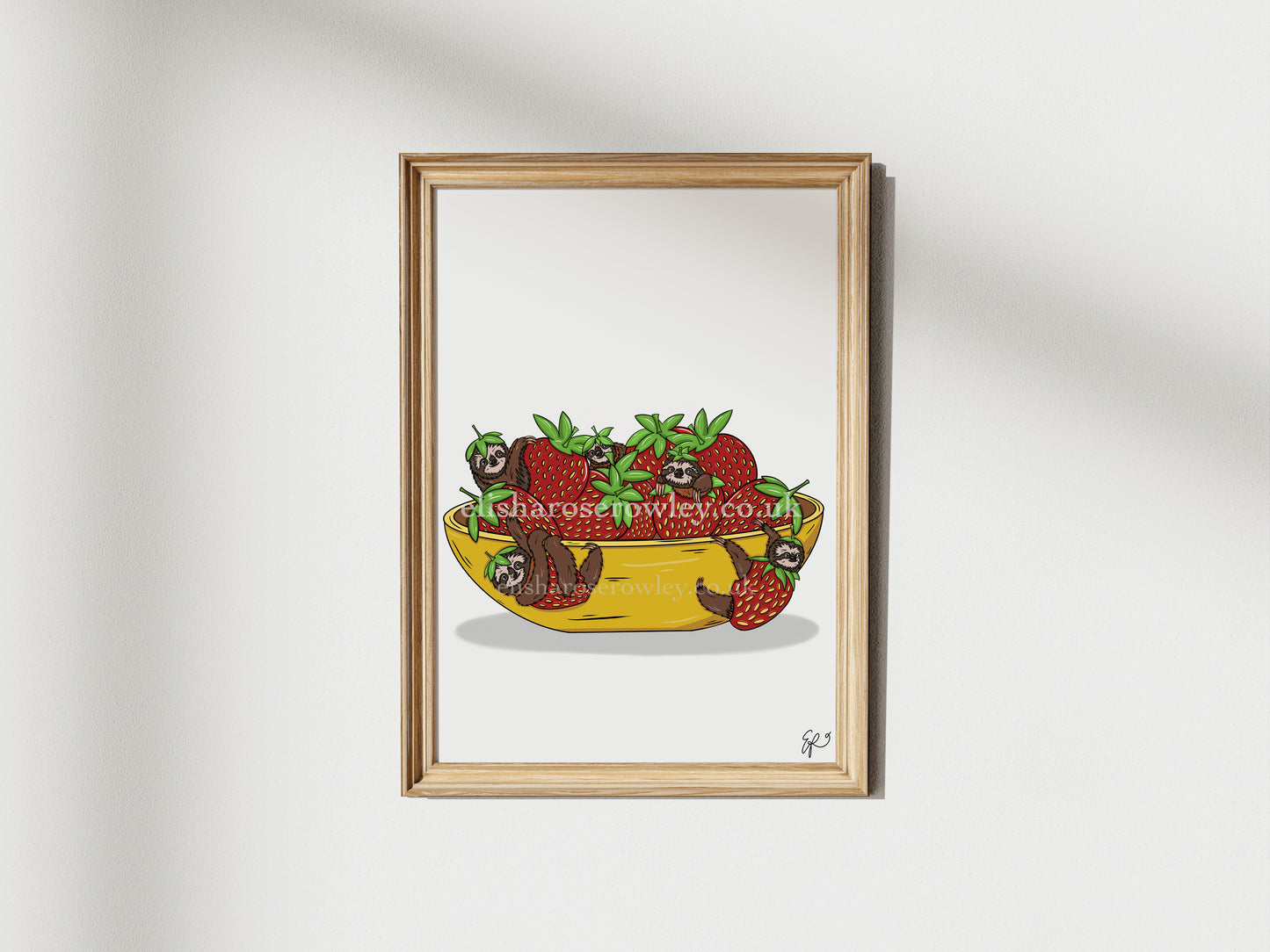 Strawberry Sloths - Hand-drawn and Illustrated Art Print