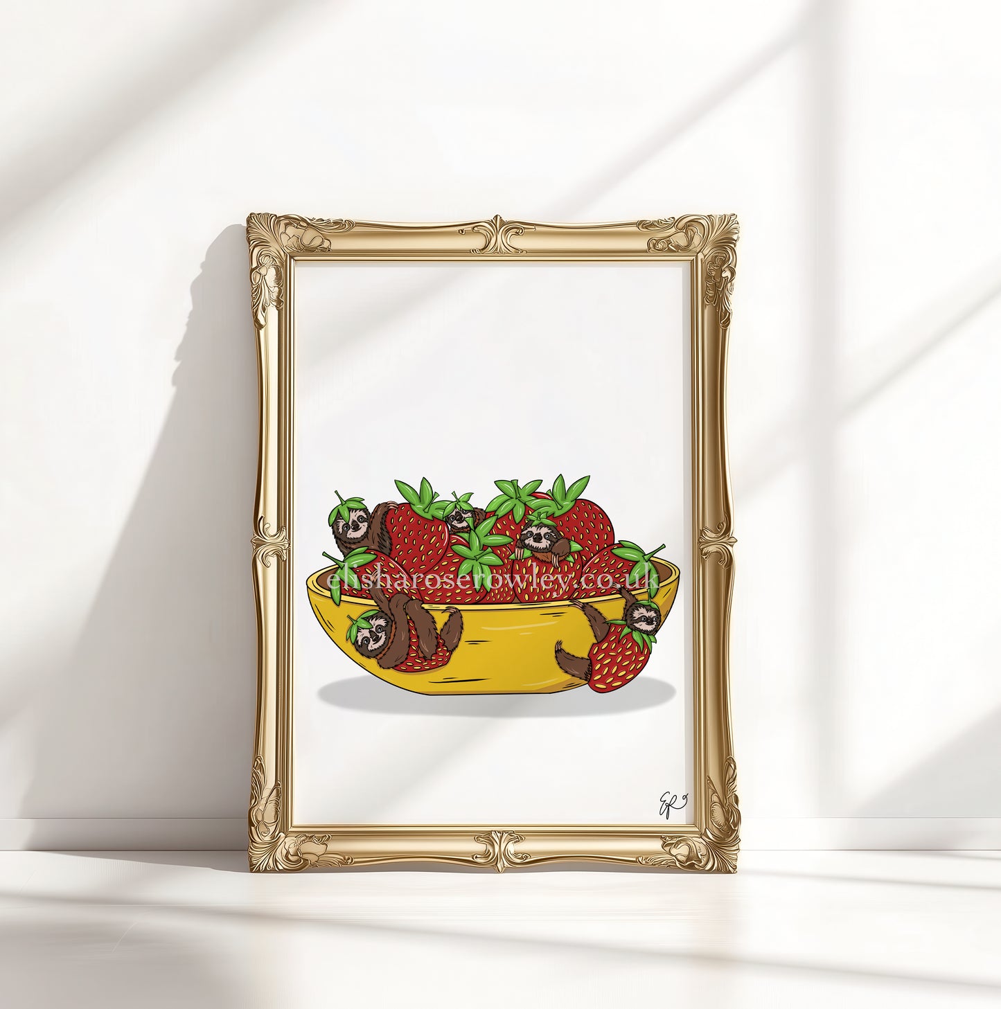 Strawberry Sloths - Hand-drawn and Illustrated Art Print