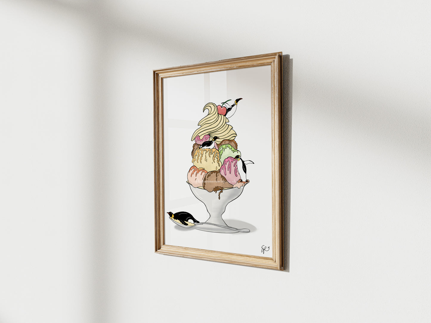 Sundae School for Penguins - Hand-drawn and Illustrated Art Print