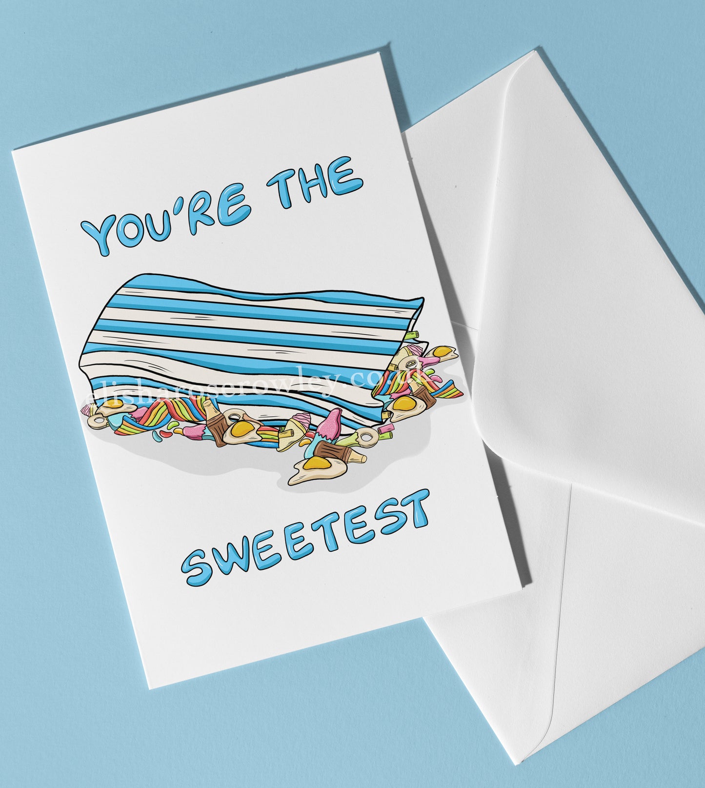 'You're The Sweetest' Greeting Card A5 - Available in 2 Colours: Blue or Pink