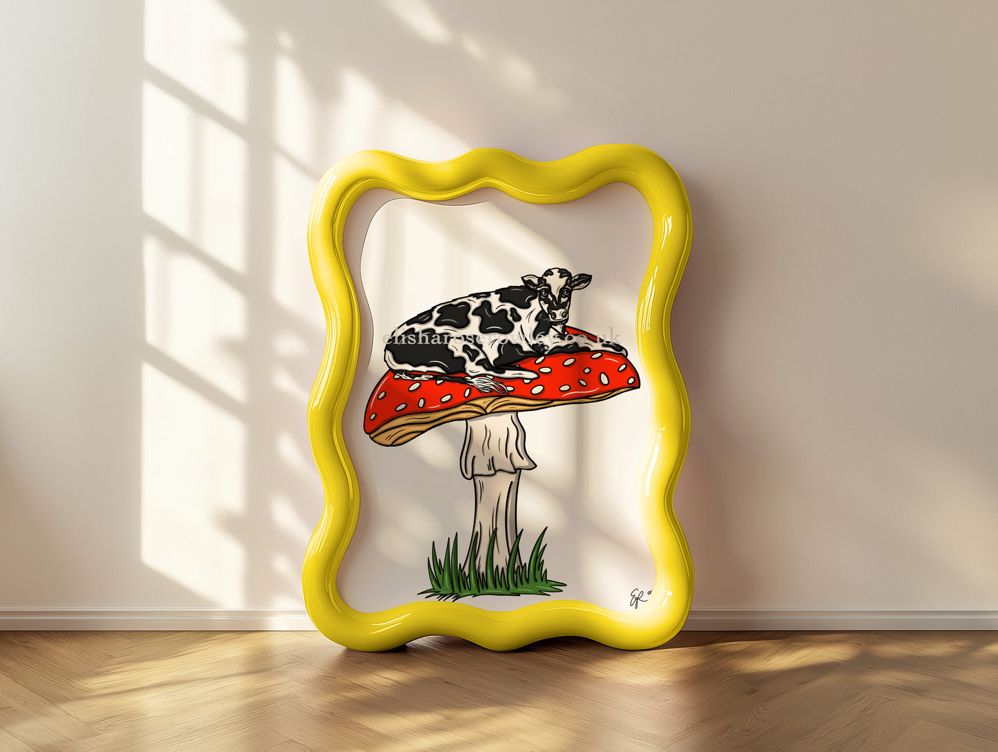 MOOshroom! - 3 Variations. Cow Print, Mushroom Illustrated Art Print