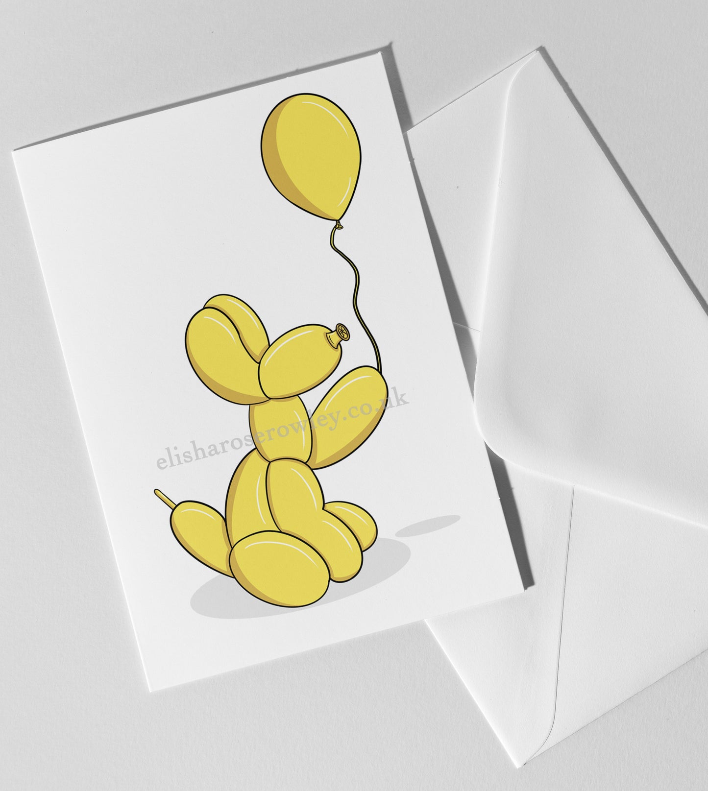 Balloon Dog's Balloon, Birthday/Every-Day Greeting Card A5, 7 Colours