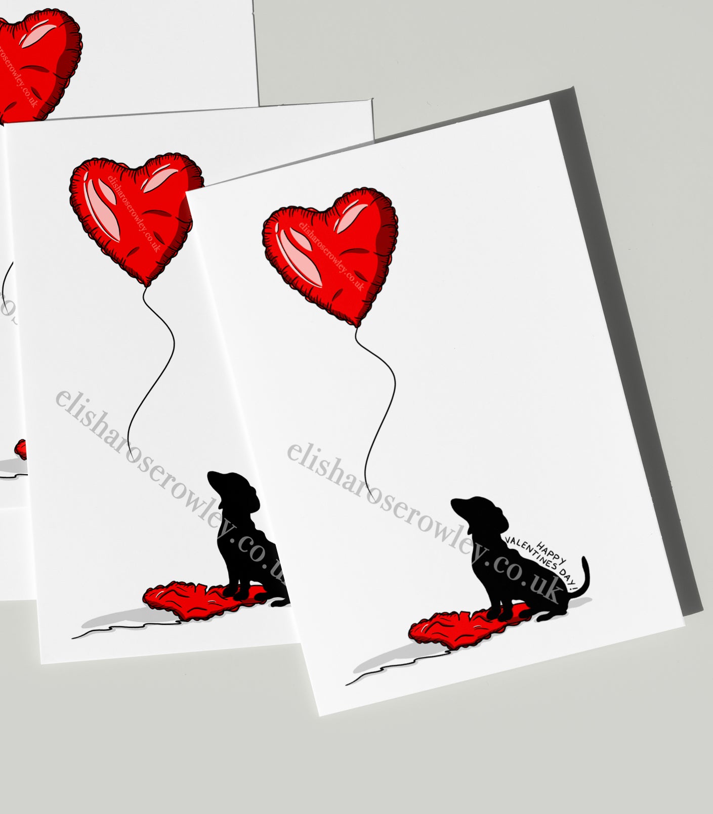 Dog Heart Balloon Valentine's/Anniversary Card! Hand-Drawn and Illustrated Card, A6 or A5, With or Without Text! (Copy)