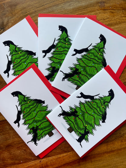 Merry Cat-Mas! Hand-drawn and Illustrated Greeting Card, A6 or A5