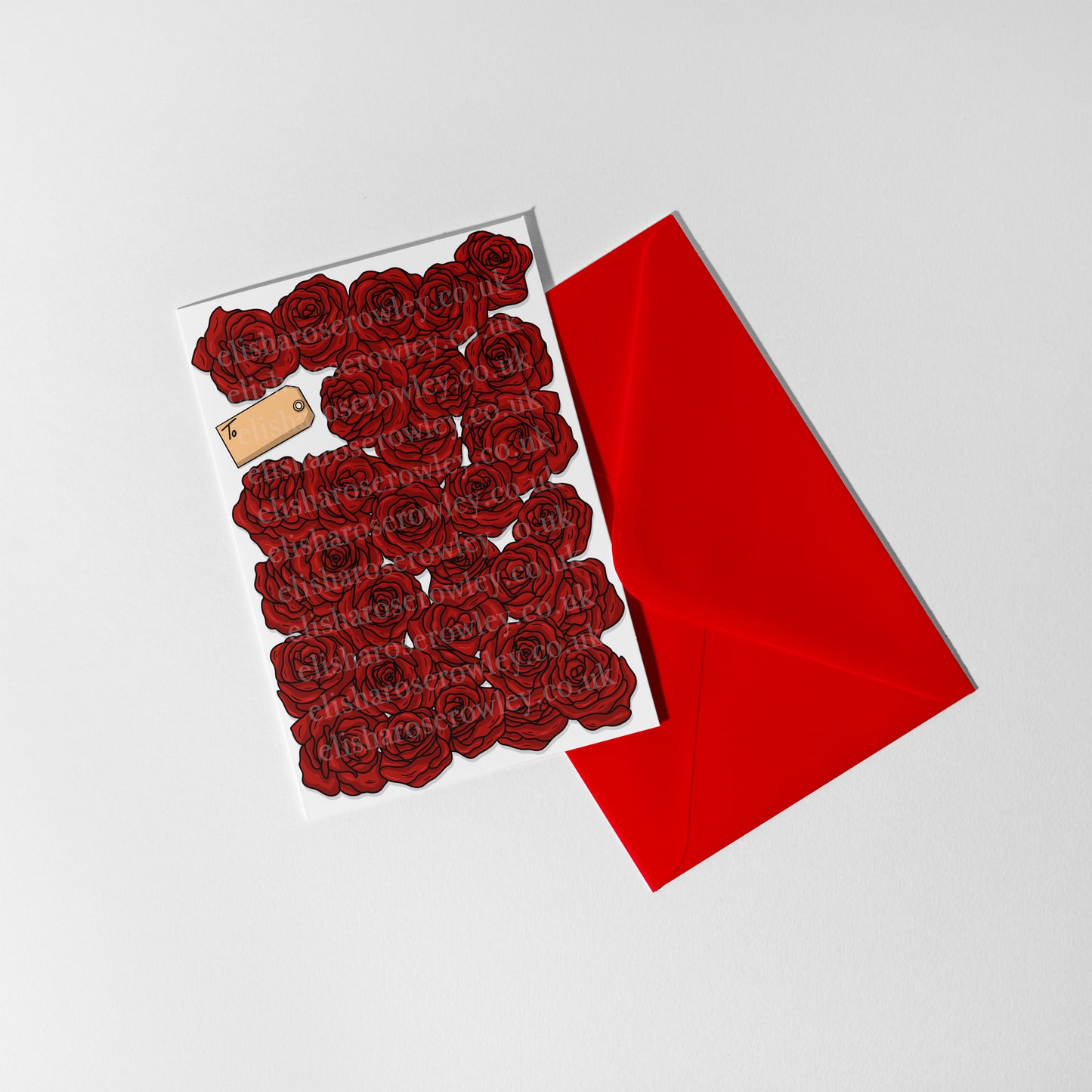 Roses Valentines/Anniversary Card. Hand-Drawn and Illustrated Card, A6 or A5