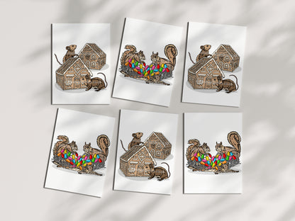 Pack of 6 Animal Christmas Cards - Hand-drawn and Illustrated Greeting Cards, A6 or A5