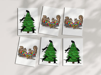 Pack of 6 Animal Christmas Cards - Hand-drawn and Illustrated Greeting Cards, A6 or A5