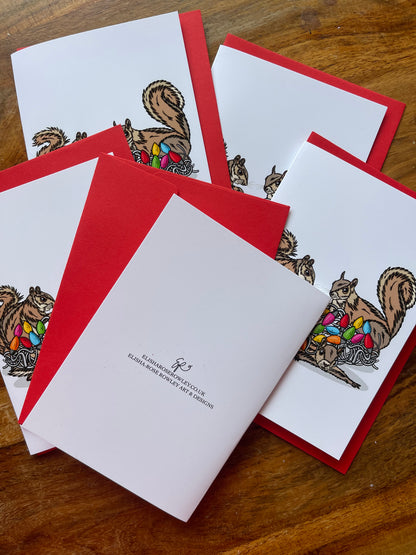 Merry Squirrels! Hand-drawn and Illustrated Greeting Card, A6 or A5