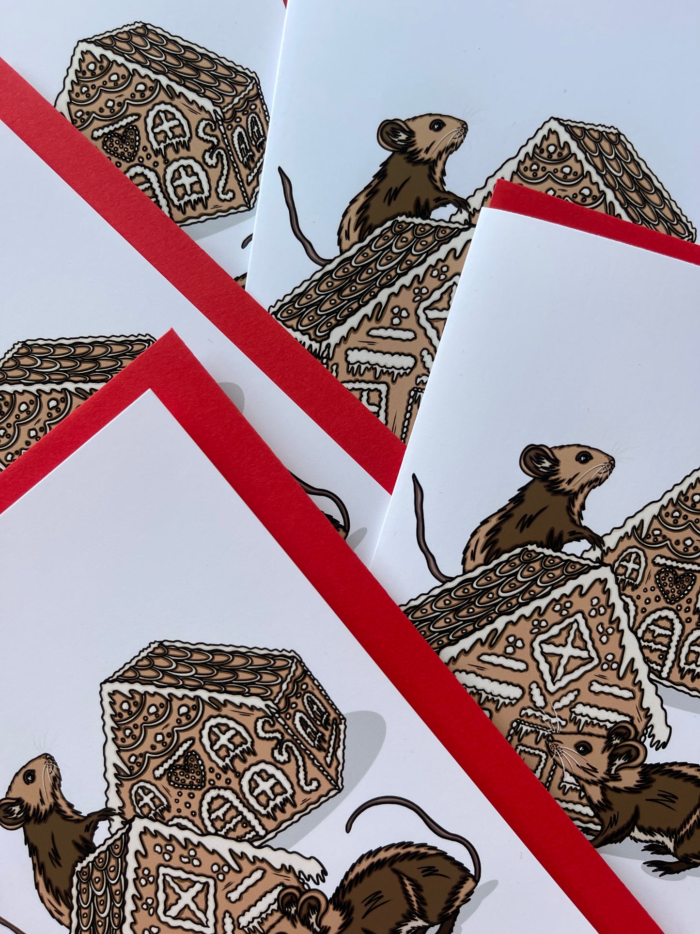 Gingerbread Mice! Hand-drawn and Illustrated Greeting Card, A6 or A5