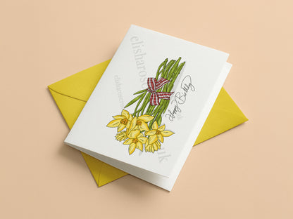 Daffodils Springtime Floral Greeting Card - Blank/Birthday/Mother's Day