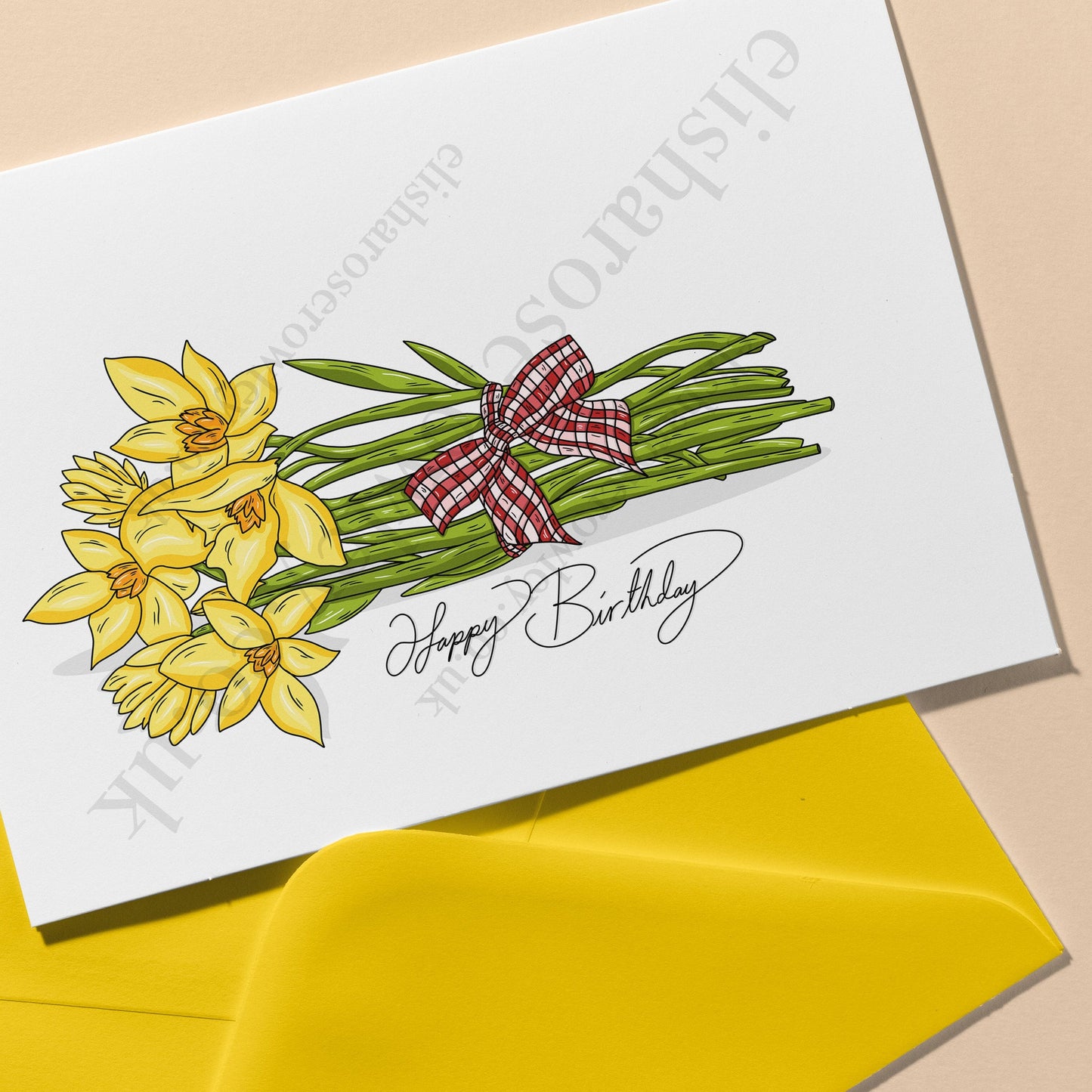 Daffodils Springtime Floral Greeting Card - Blank/Birthday/Mother's Day