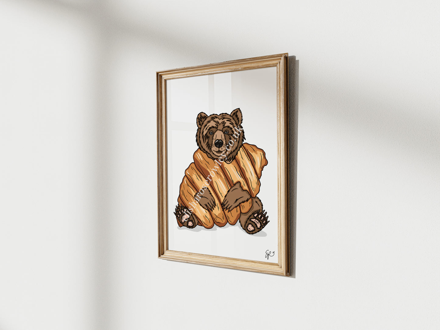 Breakfast Bear, Croissant Bear - Kitchen Art Print