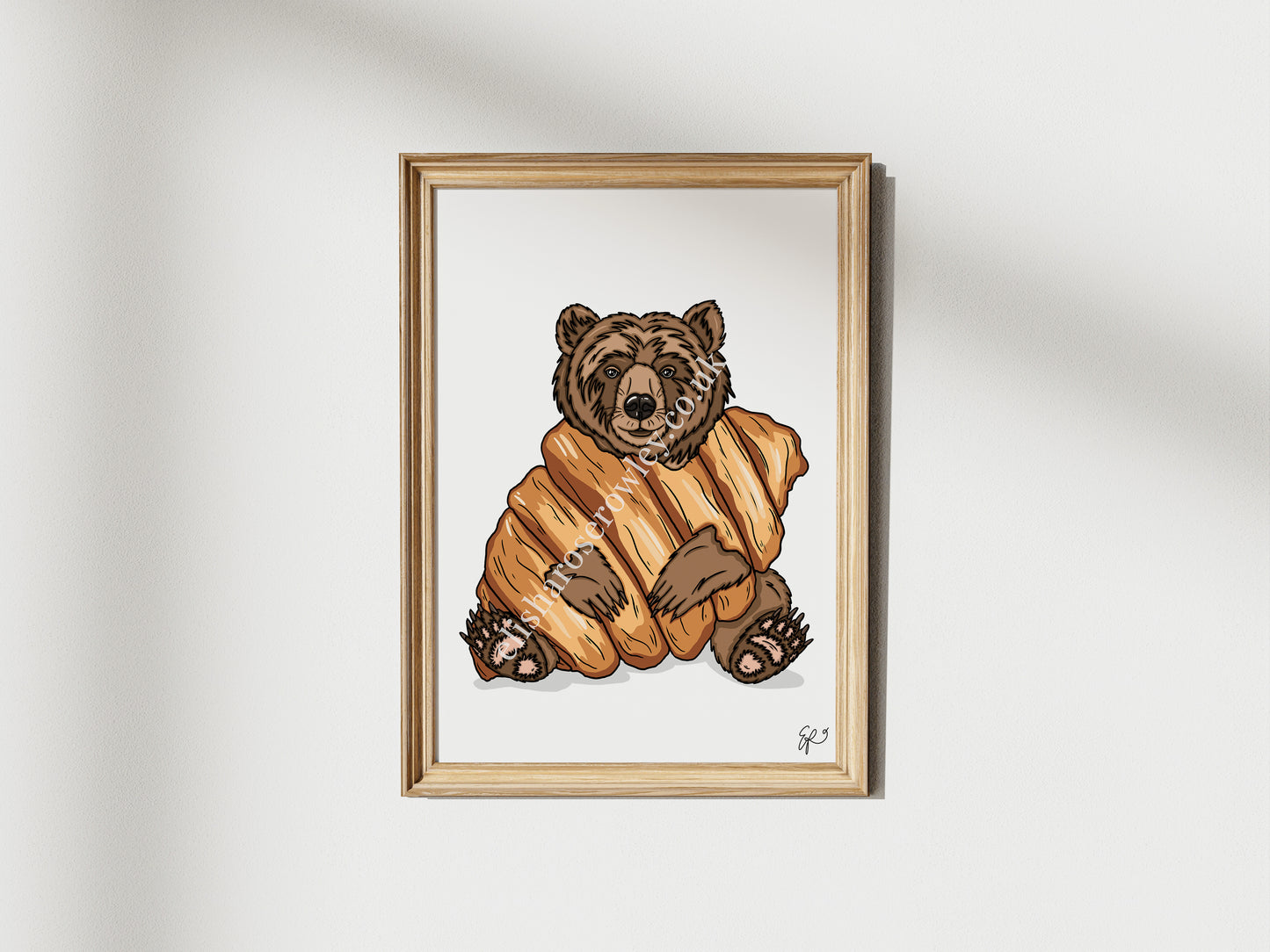 Breakfast Bear, Croissant Bear - Kitchen Art Print