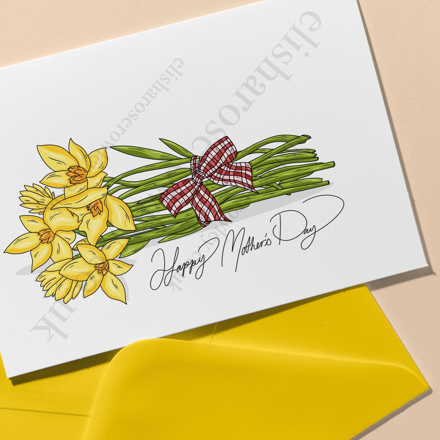 Daffodils Springtime Floral Greeting Card - Blank/Birthday/Mother's Day