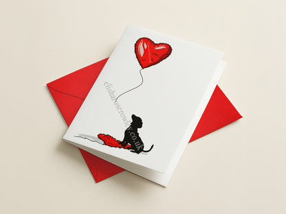 Dog Heart Balloon Valentine's/Anniversary Card! Hand-Drawn and Illustrated Card, A6 or A5, With or Without Text! (Copy)