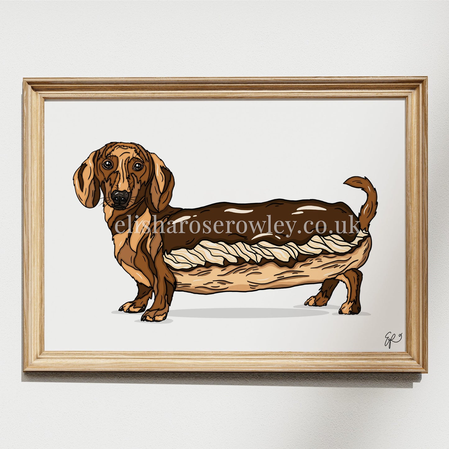 The Dash'clair, Chocolate Eclair Dachshund Dog - Kitchen Art Print