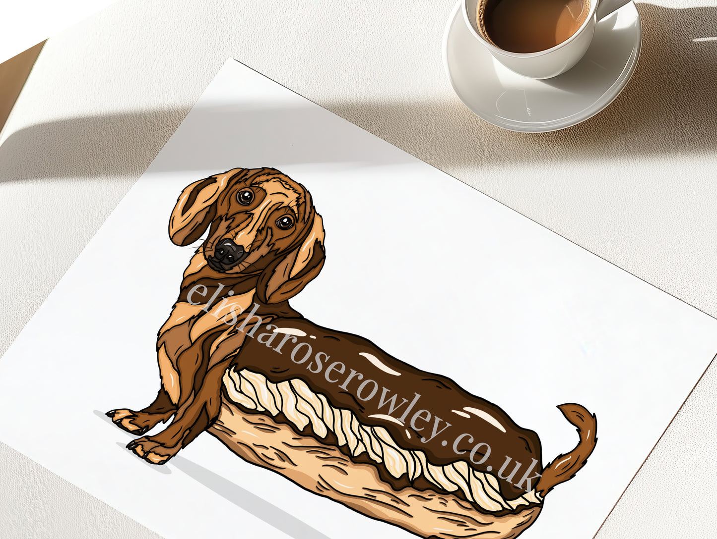The Dash'clair, Chocolate Eclair Dachshund Dog - Kitchen Art Print