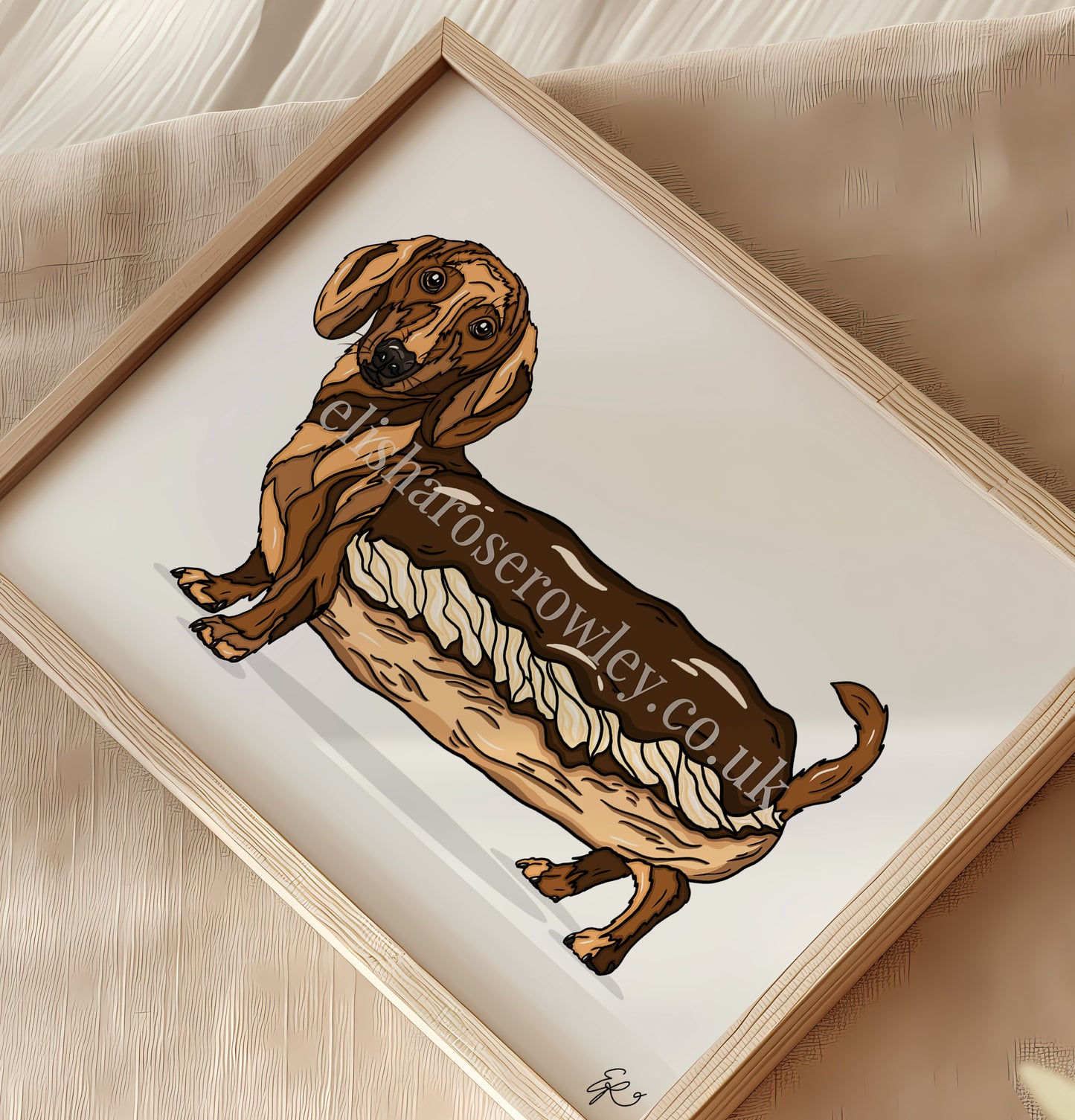 The Dash'clair, Chocolate Eclair Dachshund Dog - Kitchen Art Print
