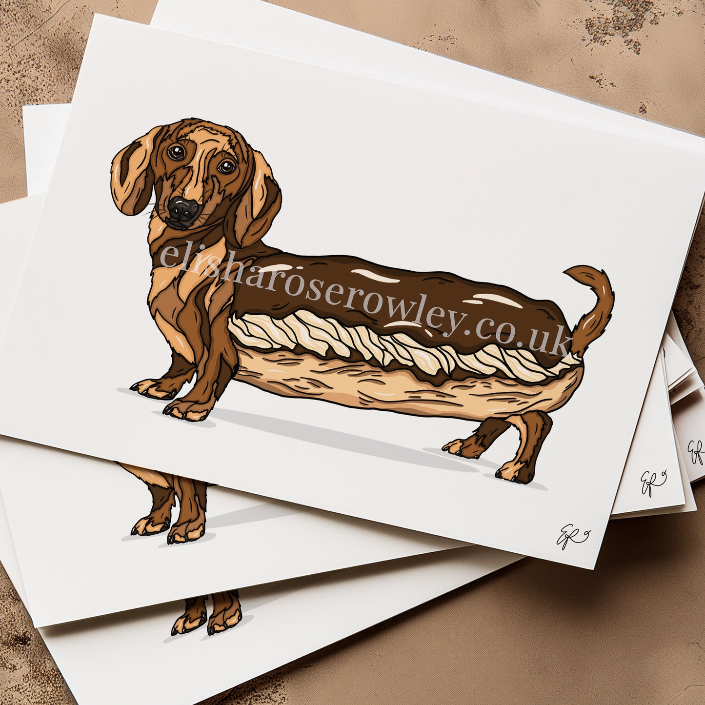 The Dash'clair, Chocolate Eclair Dachshund Dog - Kitchen Art Print