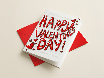 'Happy Valentine's Day' Card! Hand-Drawn and Illustrated Card, A6 or A5