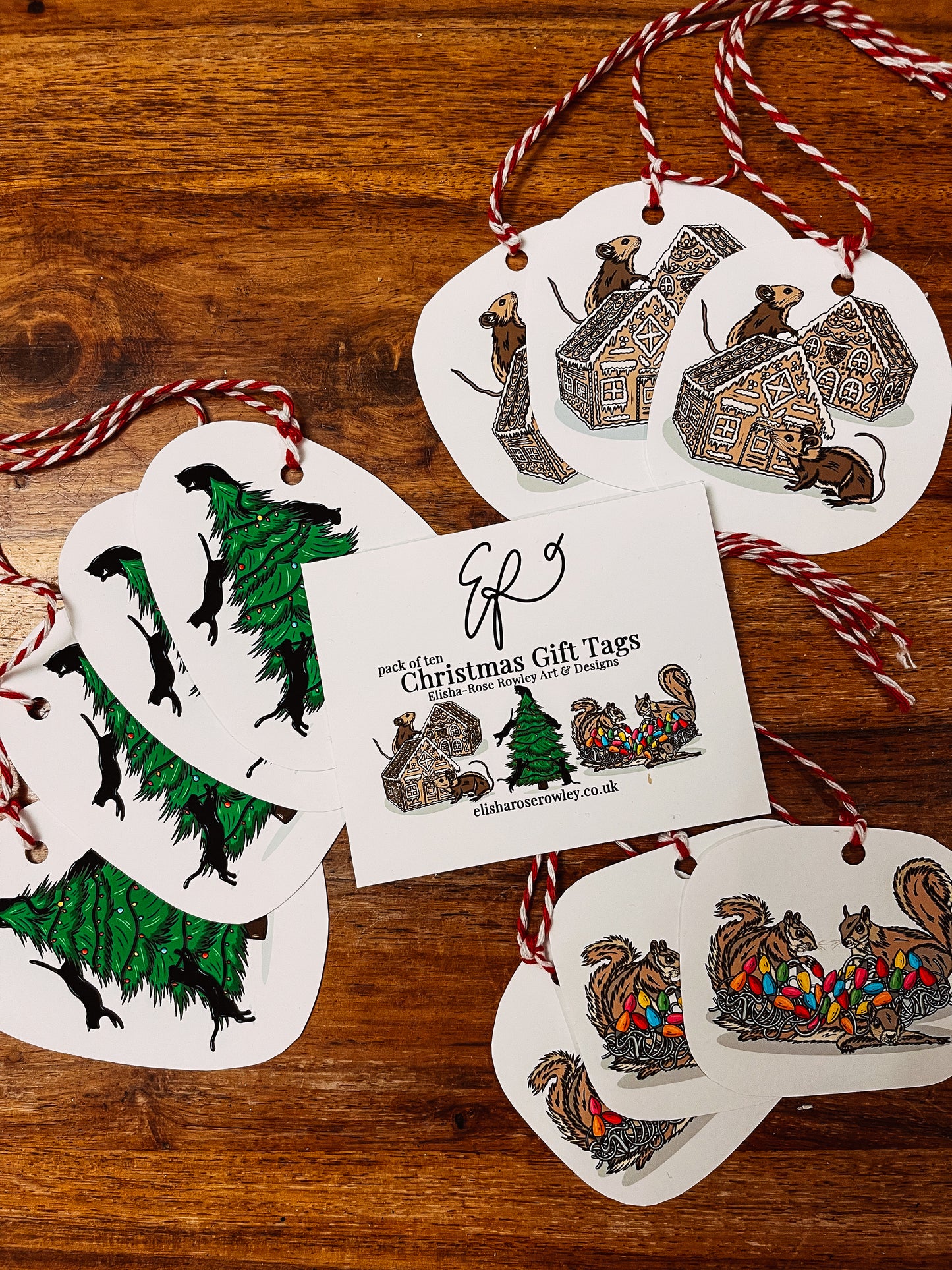 Pack of 10 Christmas Gift Tags - Hand-drawn and Illustrated Gift Tags