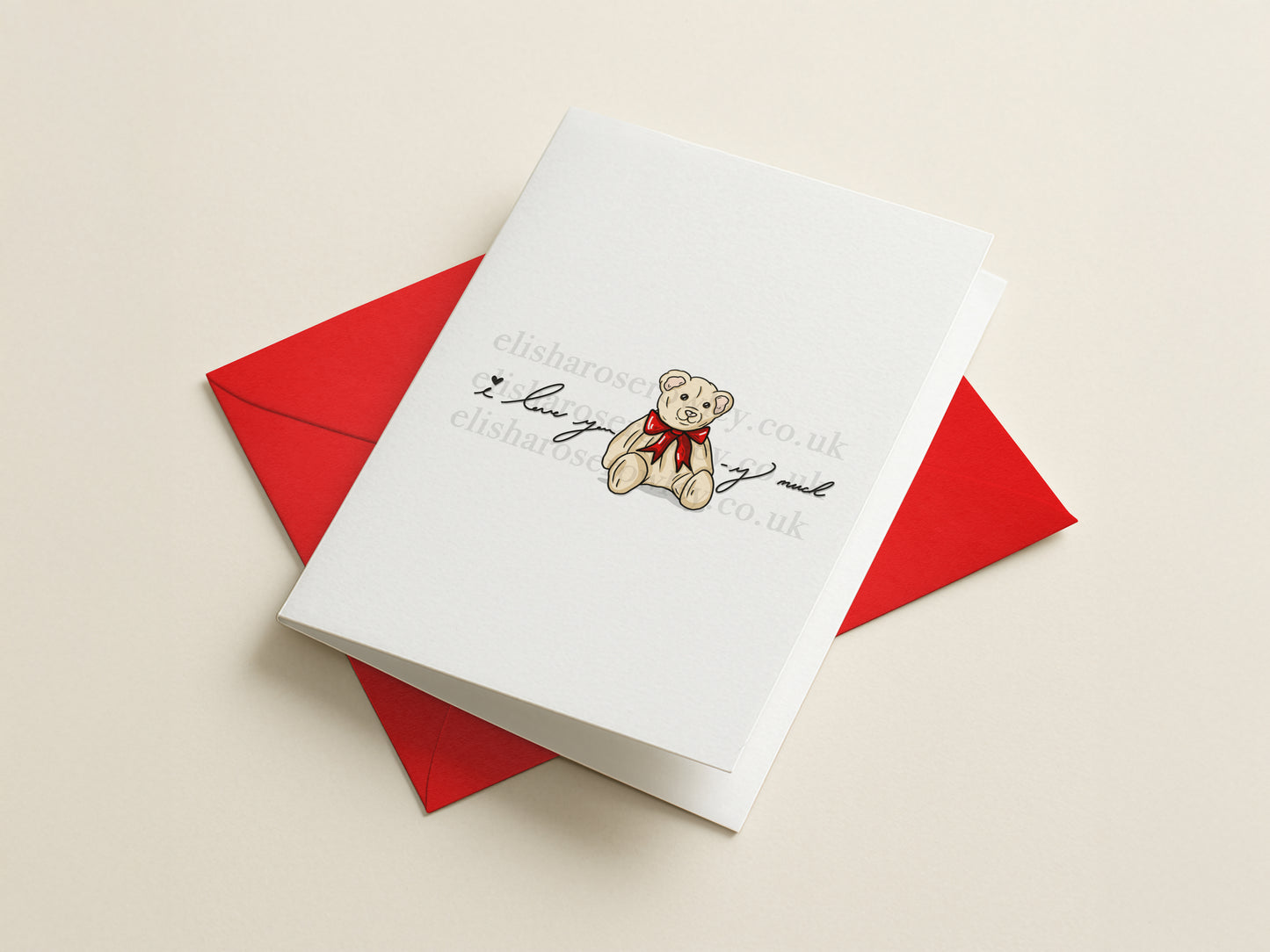 'I love you 'Bear'-y much' Valentines/Anniversary Card. Hand-Drawn and Illustrated Card, A6 or A5