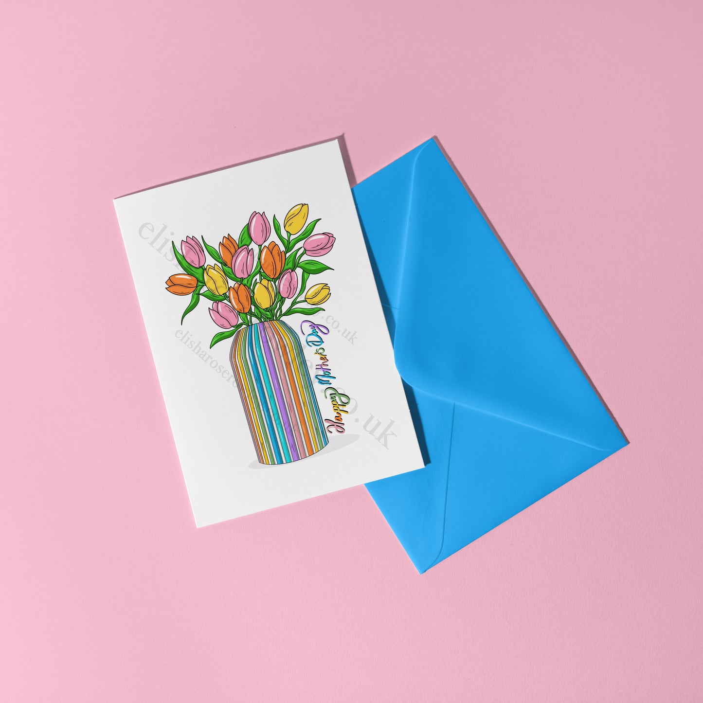 Rainbow Tulips, Springtime Floral Greeting Card - Blank/Birthday/Mother's Day