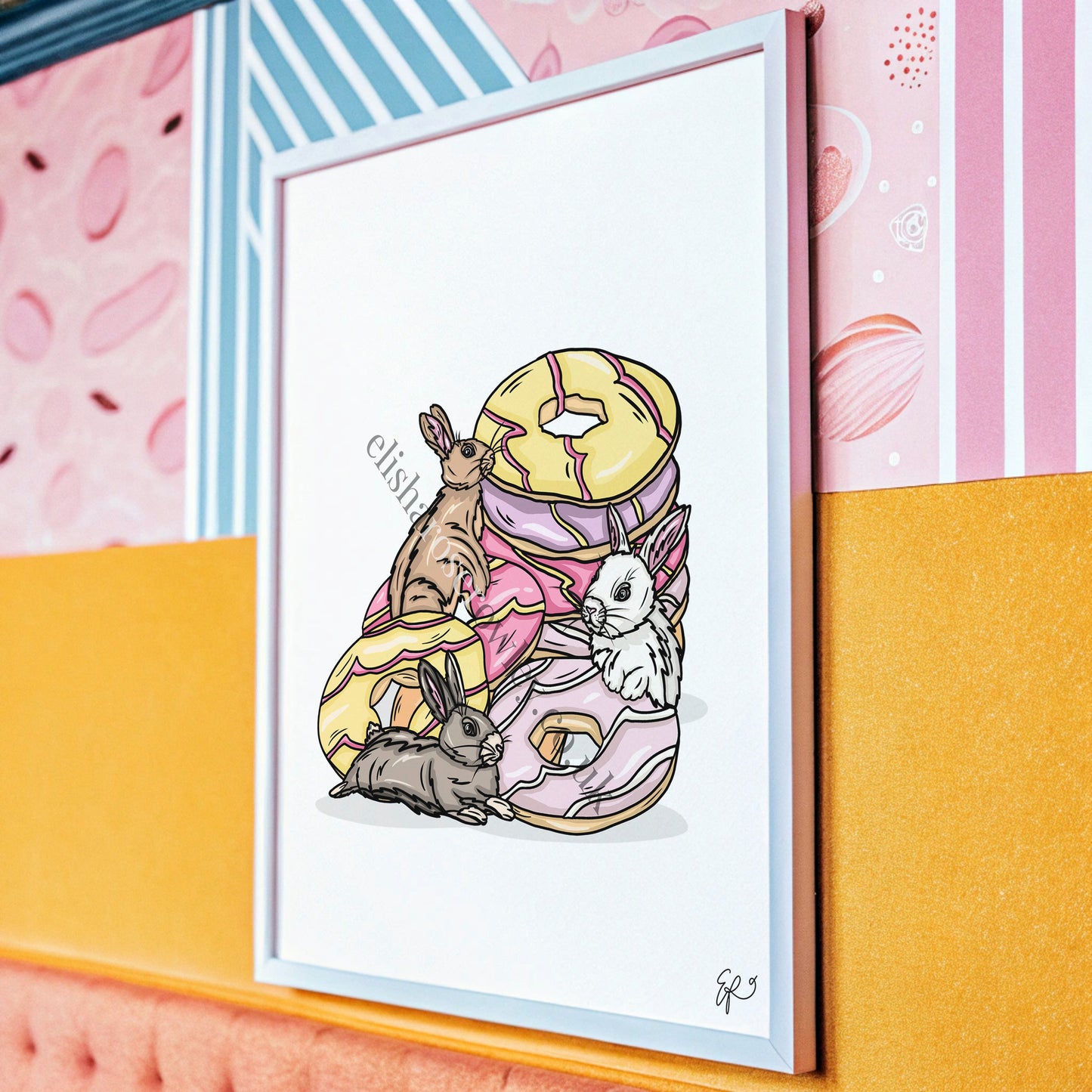 Party Hoppers! Bunny Rabbits and Biscuits, Kitchen Wall Art Print