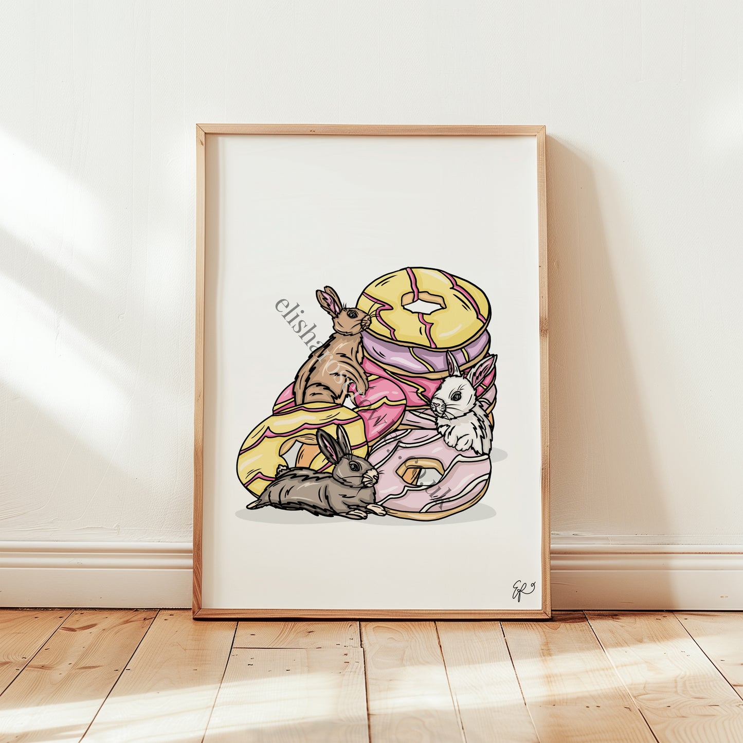 Party Hoppers! Bunny Rabbits and Biscuits, Kitchen Wall Art Print