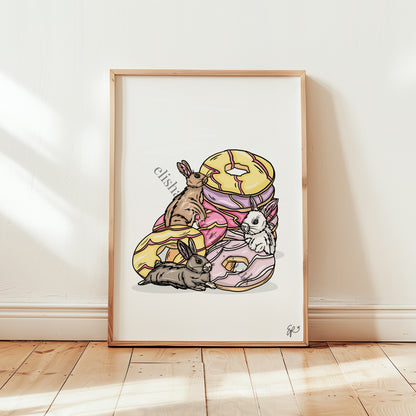 Party Hoppers! Bunny Rabbits and Biscuits, Kitchen Wall Art Print
