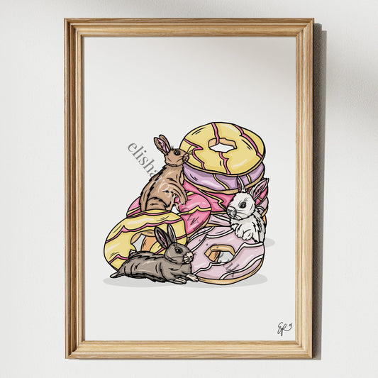 Party Hoppers! Bunny Rabbits and Biscuits, Kitchen Wall Art Print