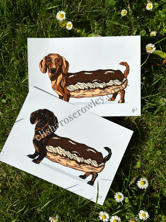 The Dash'clair, Chocolate Eclair Dachshund Dog - Kitchen Art Print