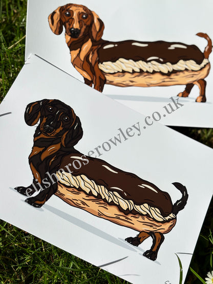 The Dash'clair, Chocolate Eclair Dachshund Dog - Kitchen Art Print