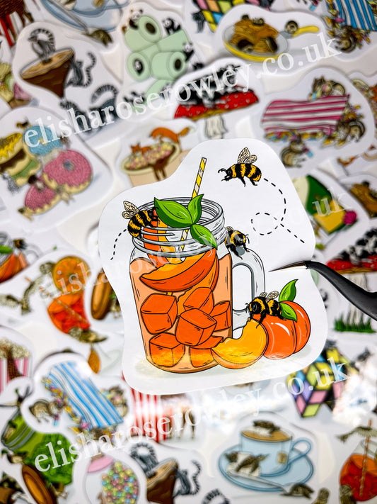 Peachy Iced Bees Sticker - 'Unexpected Pairings'