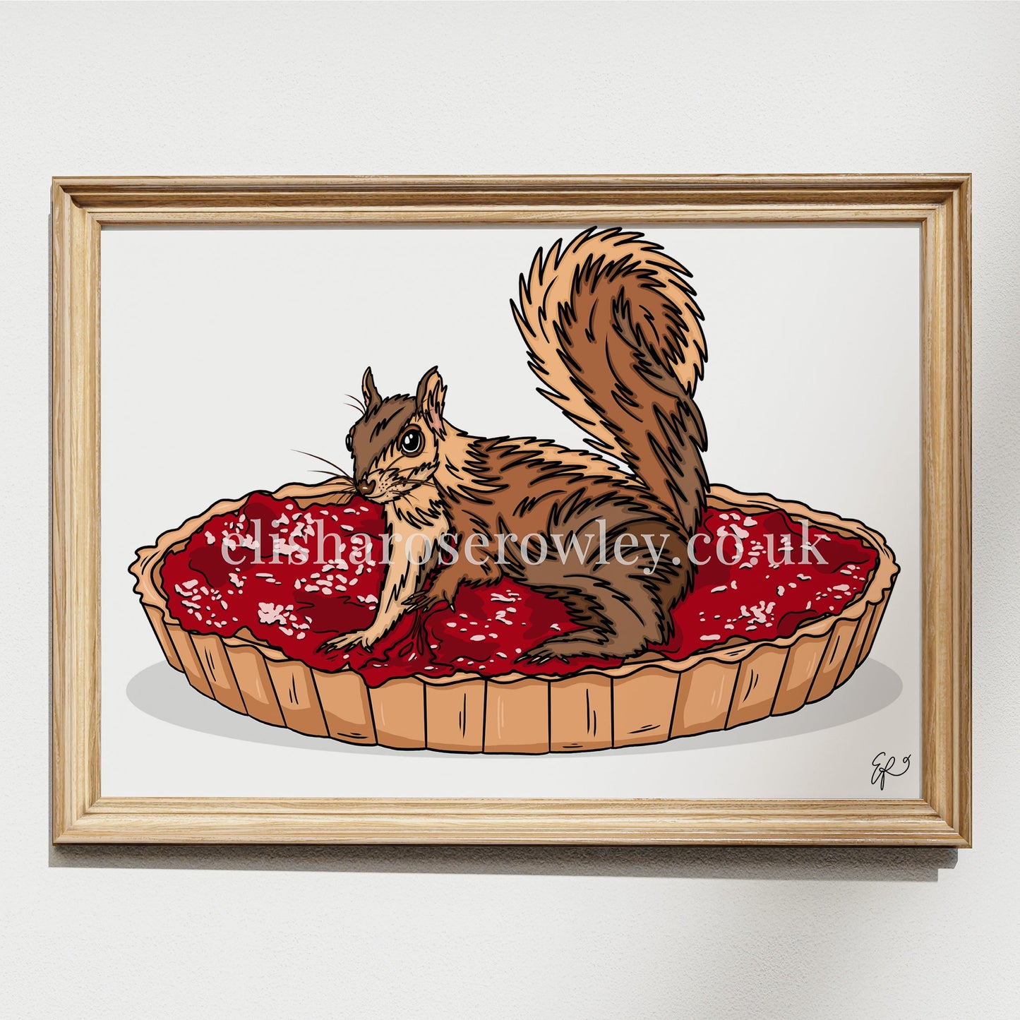 The Strawberry Squirrel, Squirrel on a Jam Tart - Kitchen Art Print