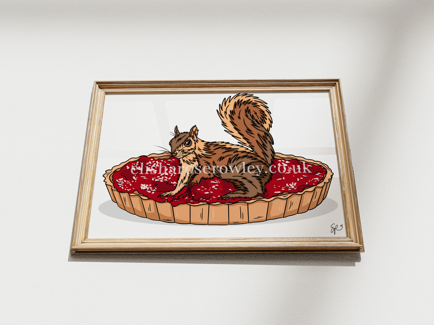 The Strawberry Squirrel, Squirrel on a Jam Tart - Kitchen Art Print