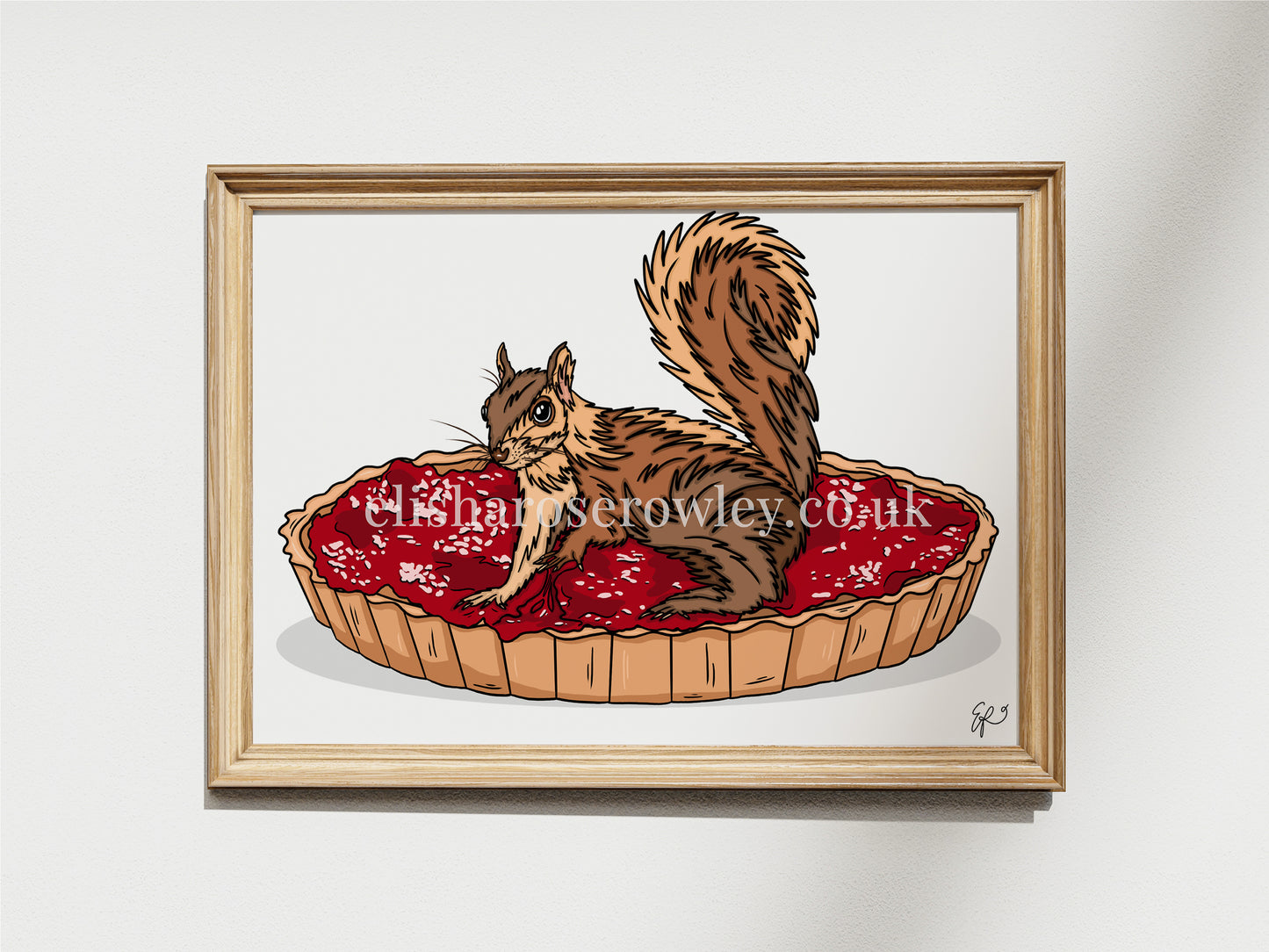 The Strawberry Squirrel, Squirrel on a Jam Tart - Kitchen Art Print