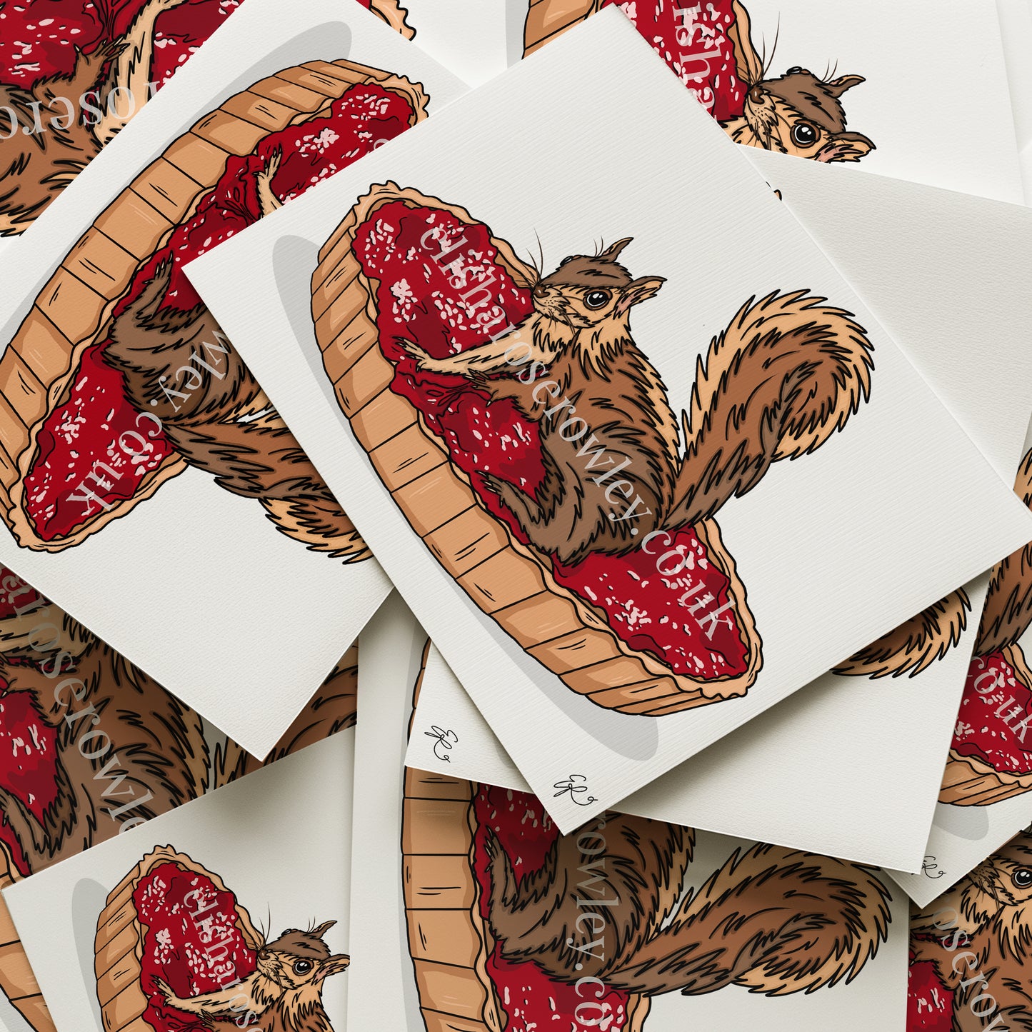 The Strawberry Squirrel, Squirrel on a Jam Tart - Kitchen Art Print