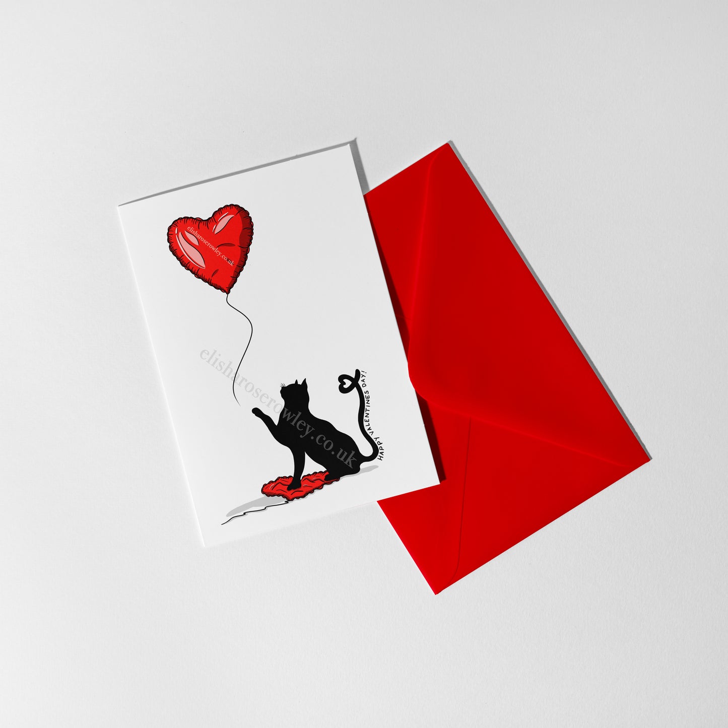 Cat Heart Balloon Valentine's/Anniversary Card! Hand-Drawn and Illustrated Card, A6 or A5, With or Without Text!