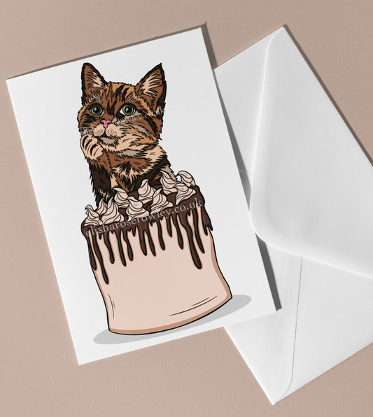 Cat Cake, Birthday/Every-Day Greeting Card A5
