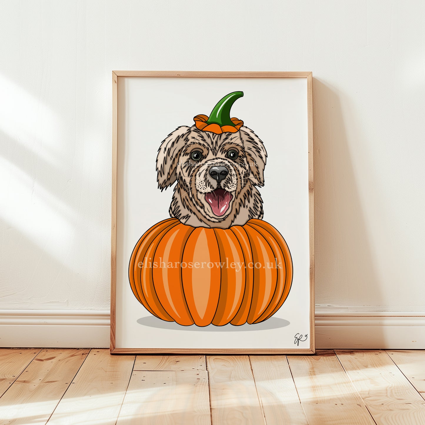 Pumpkin Dog - Hand-drawn and Illustrated Art Print