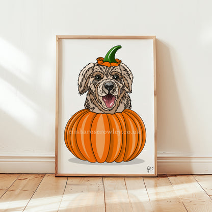 Pumpkin Dog - Hand-drawn and Illustrated Art Print