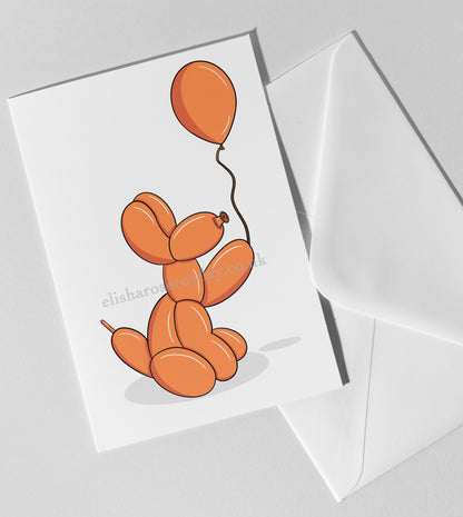 Balloon Dog's Balloon, Birthday/Every-Day Greeting Card A5, 7 Colours