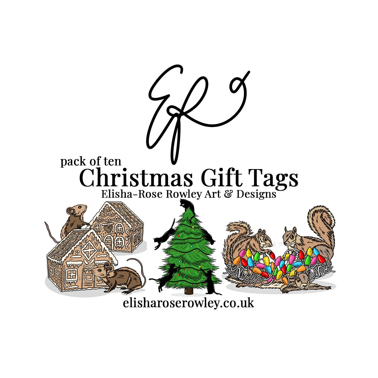 Pack of 10 Christmas Gift Tags - Hand-drawn and Illustrated Gift Tags