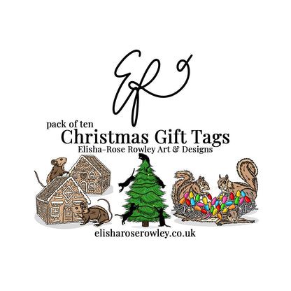 Pack of 10 Christmas Gift Tags - Hand-drawn and Illustrated Gift Tags