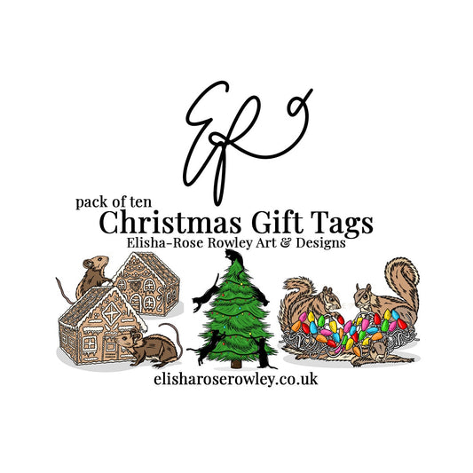 Pack of 10 Christmas Gift Tags - Hand-drawn and Illustrated Gift Tags