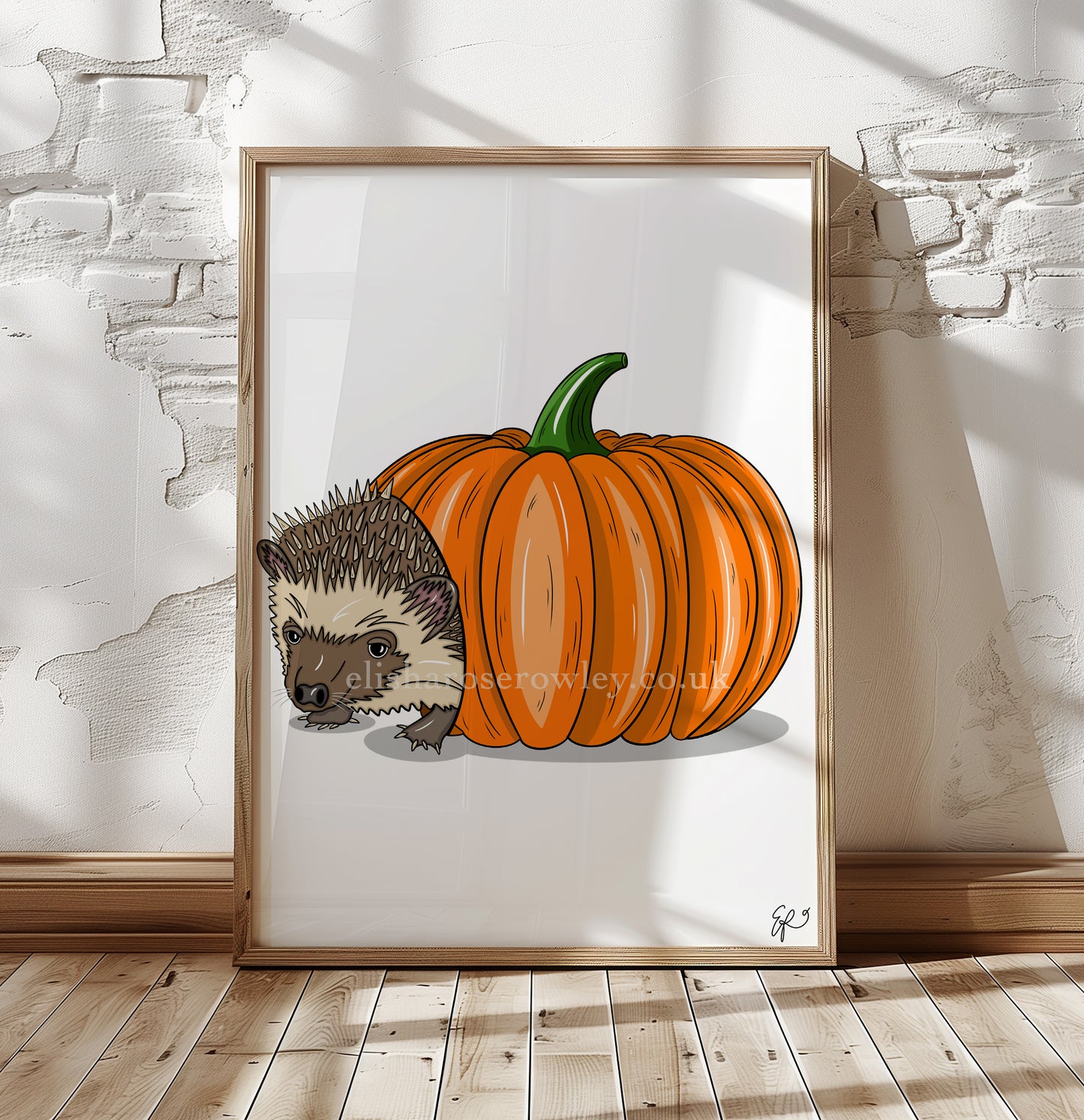 Pumpkin Hedgehog - Hand-drawn and Illustrated Art Print