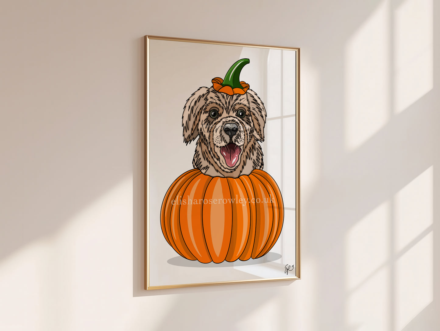 Pumpkin Dog - Hand-drawn and Illustrated Art Print